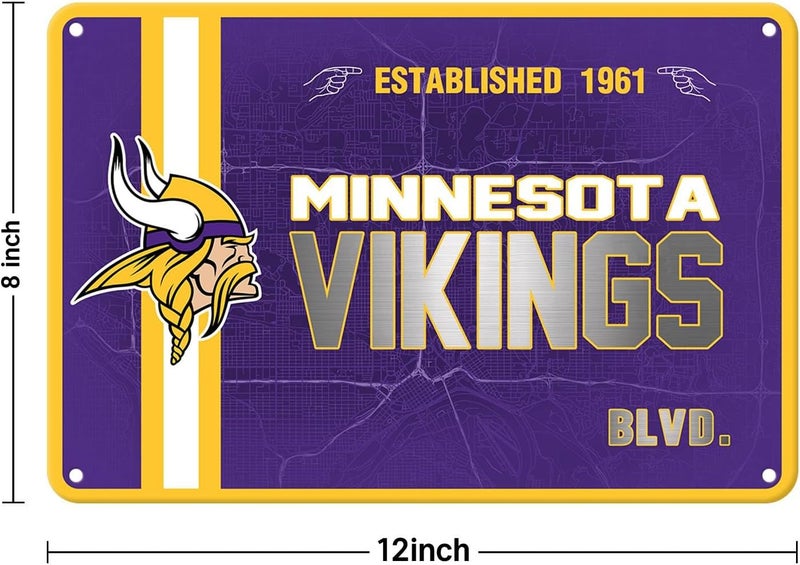 ZYJTEK Football Mancave Metal Street Sign, Yellow Purple Design 8" x 12" Wall Decor Sign Great for Man Cave, Bed Room, Office, Home - Image 4